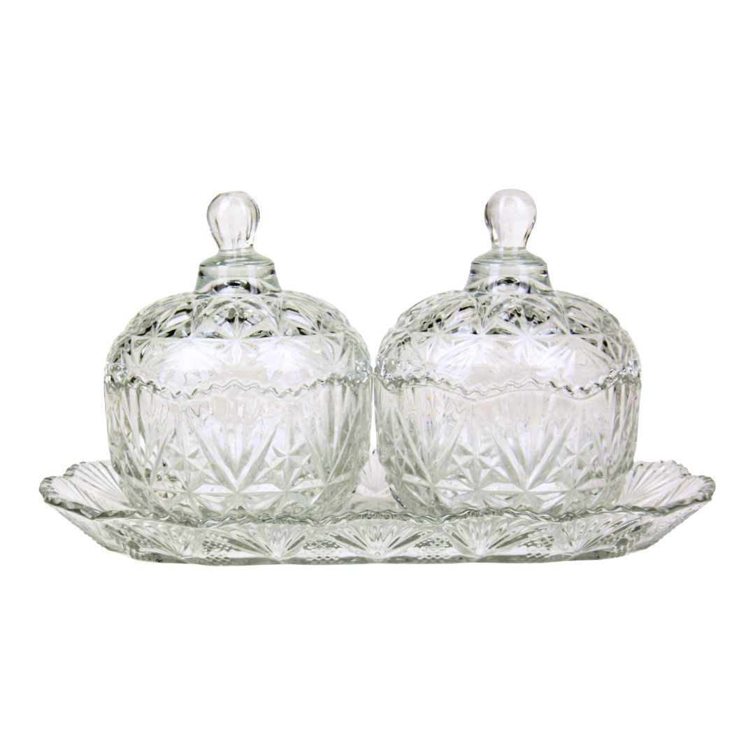 HOME DECO FACTORY Lasikipot 2 kpl lautasella