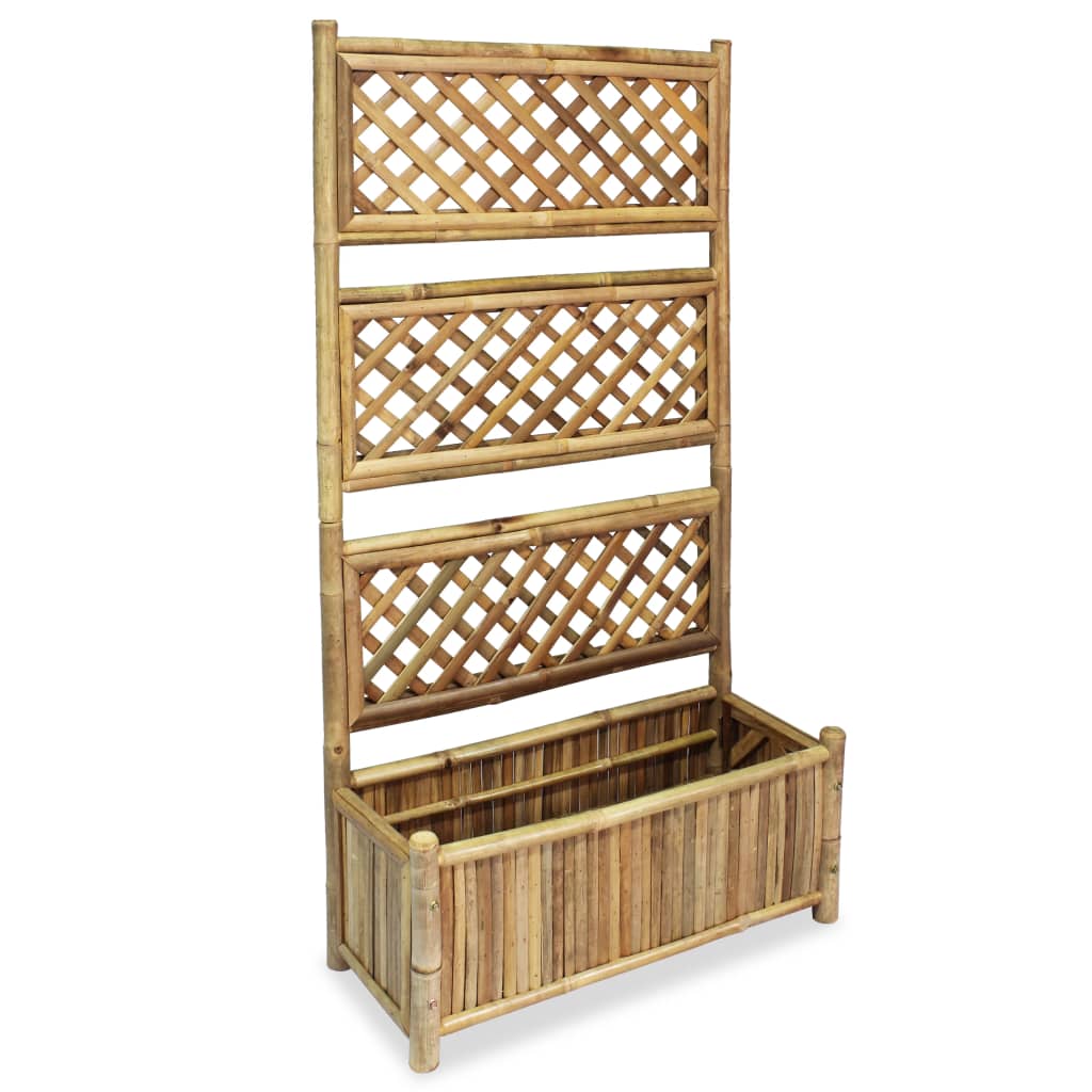 Korotettu kukkalaatikko säleiköllä bambu 70 cm
