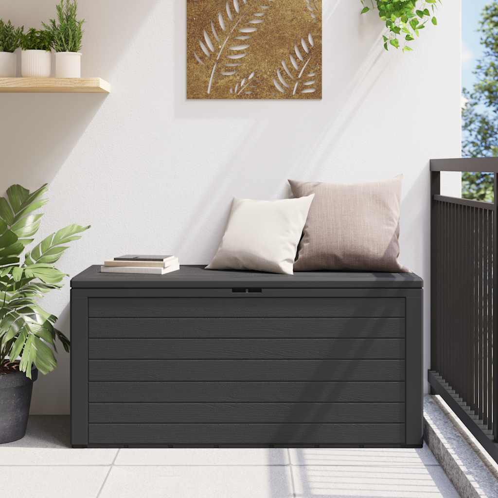 Puutarhan varastoarkku antrasiitti 116x44x55 cm