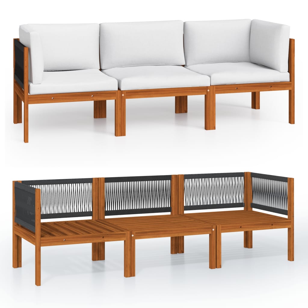 3-istuttava Puutarhasohva tyynyillä täysi akasiapuu