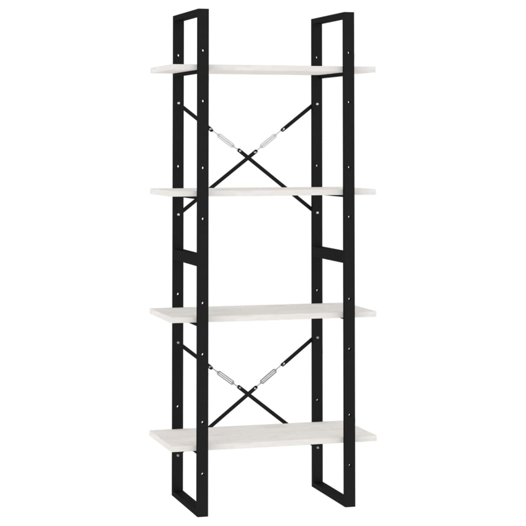 4-tasoinen kirjahylly valkoinen 60x30x140 cm täysi mänty