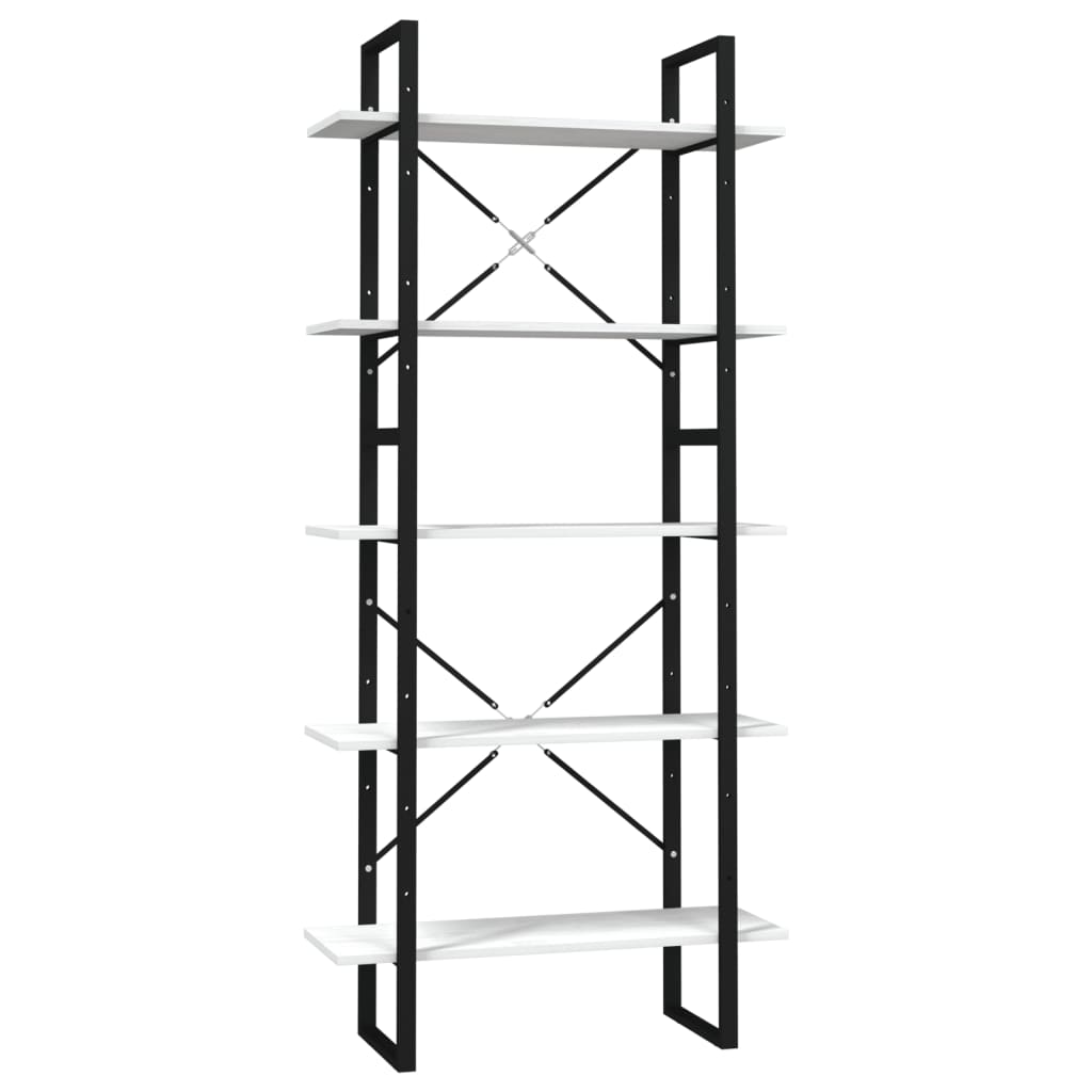 5-tasoinen Kirjahylly valkoinen 80x30x175 cm mänty