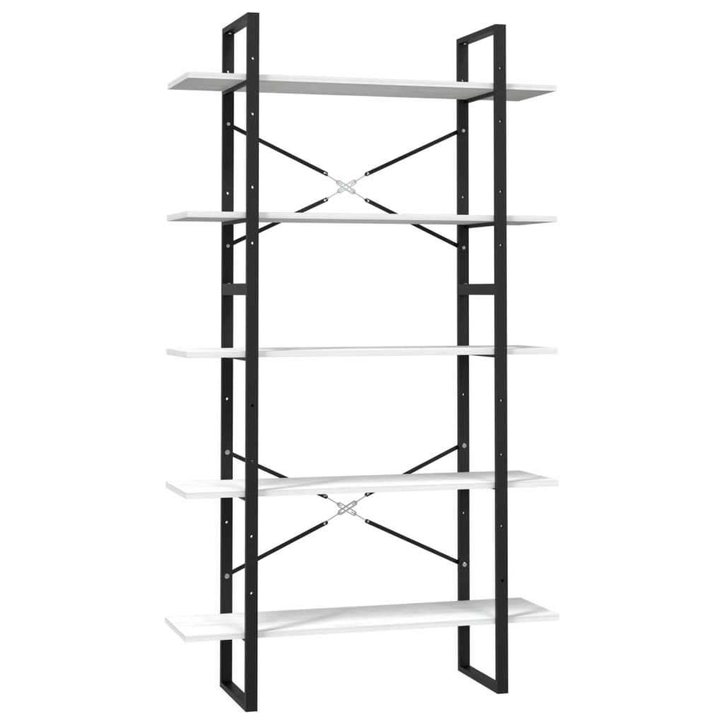 5-tasoinen Kirjahylly valkoinen 100x30x175 cm mänty