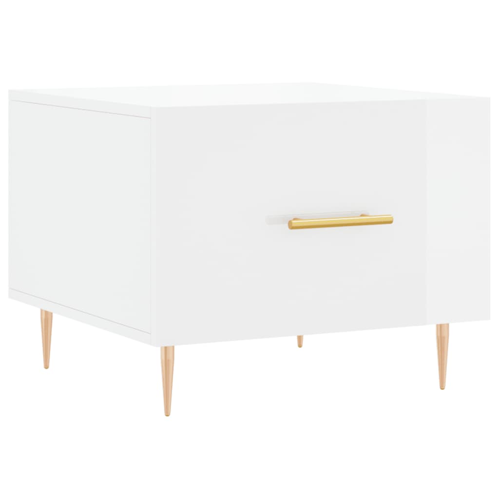 Sohvapöytä Korkeakiilto Valkoinen 50X50X40 Cm Tekninen Puu 1