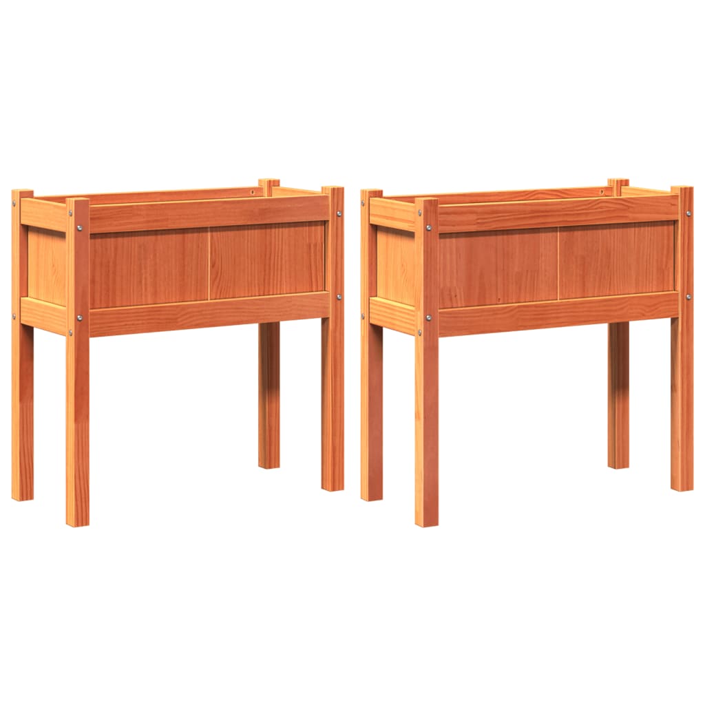 Ulkokukkalaatikot Kpl Jaloilla Vahanruskea Täysi Mänty 2 Ruskea mänty