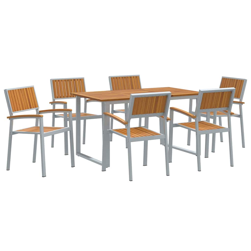 Piharuokailu setti 7 pcs Harmaa Tiheä akasiapuu