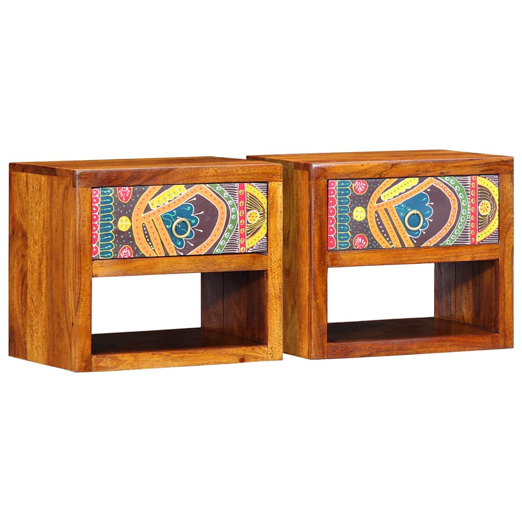 Yöpöytäkaappi 2 pcs Ruskea 40 x 35 x 35 cm Tiheä akasiapuu