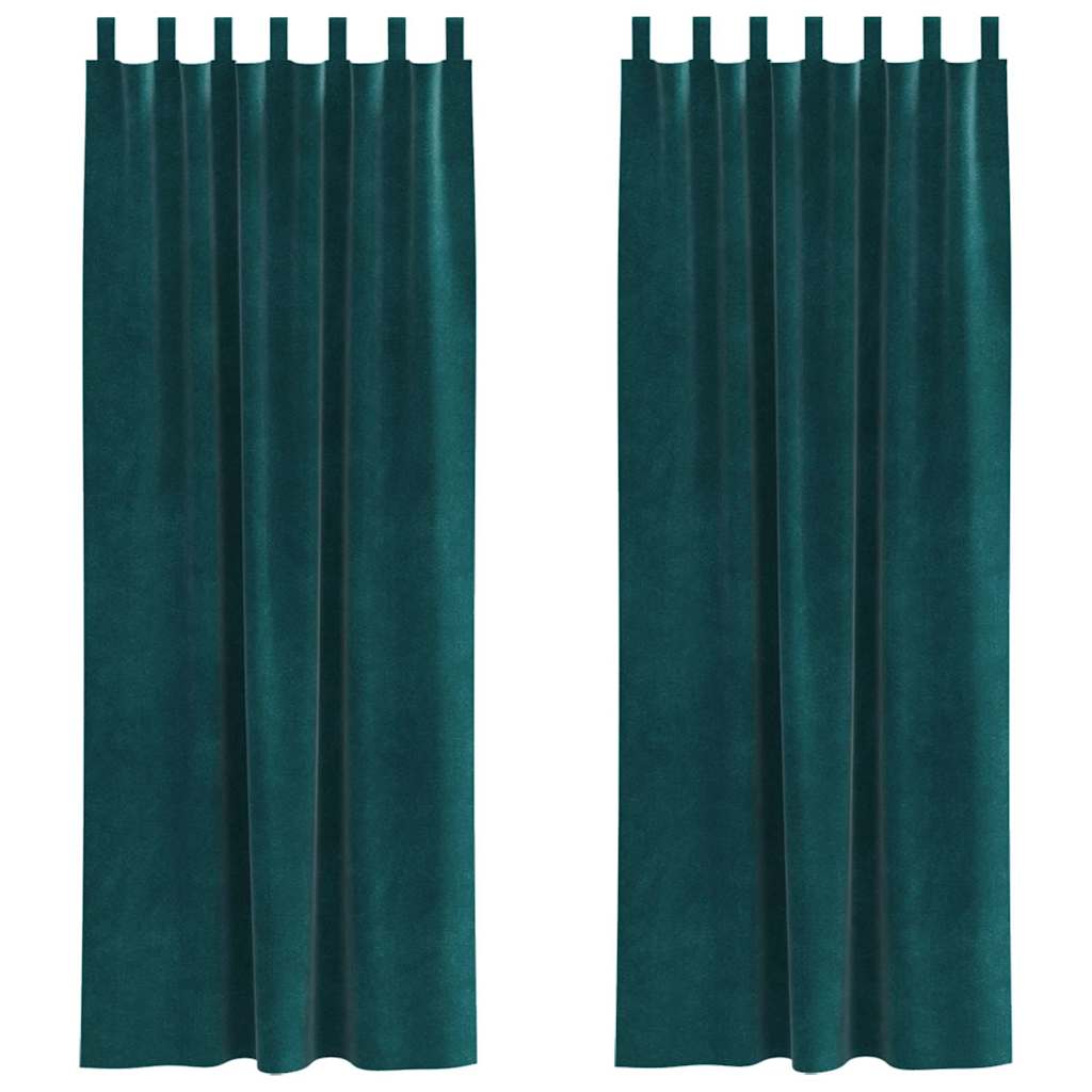 Pimennysverhot 2 pcs Tummanvihreä 140 x 260 cm Sametti