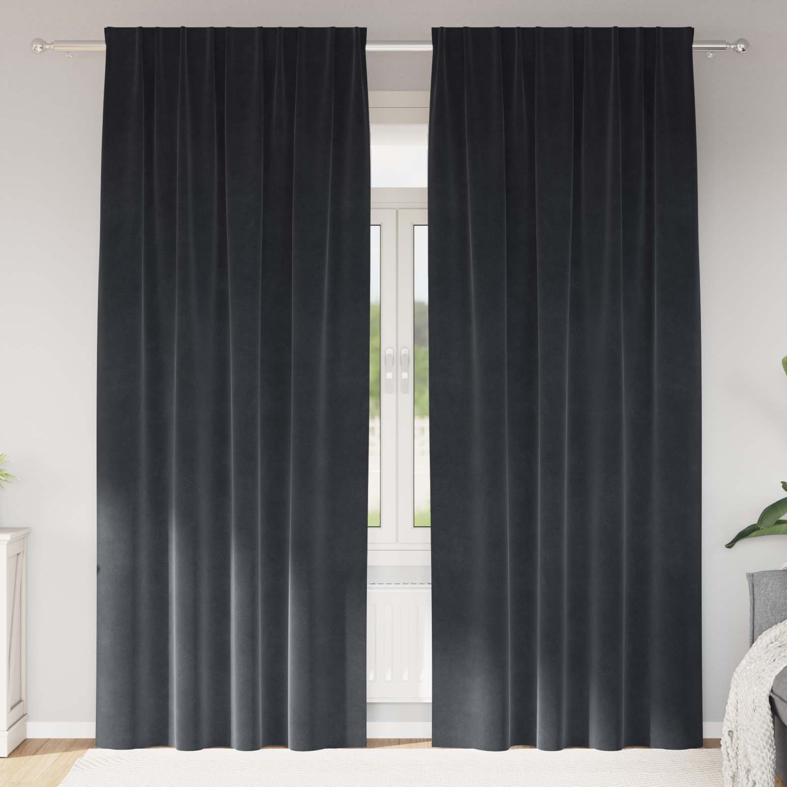 Pimennysverhot 2 pcs Tumma harmaa 140 x 260 cm Sametti