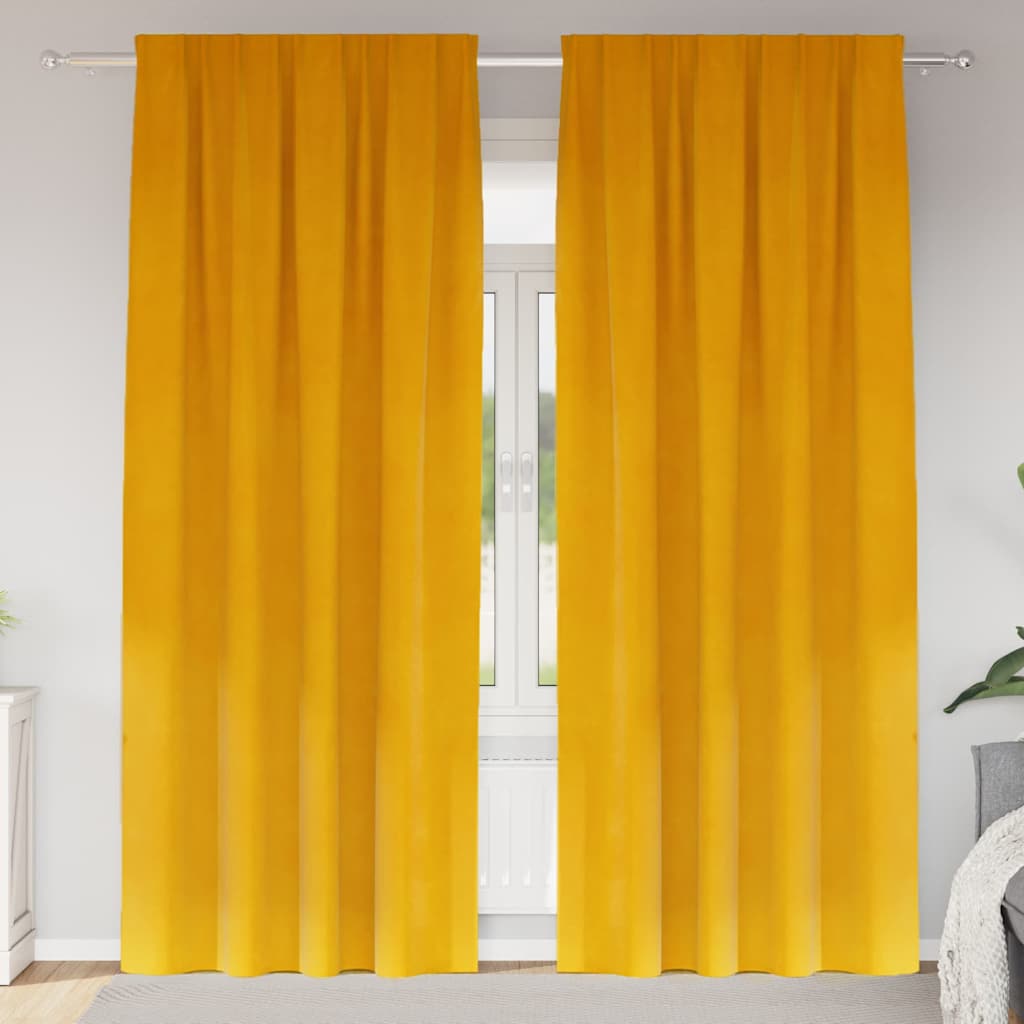 Pimennysverhot 2 pcs Sinappikeltainen 140 x 260 cm Sametti