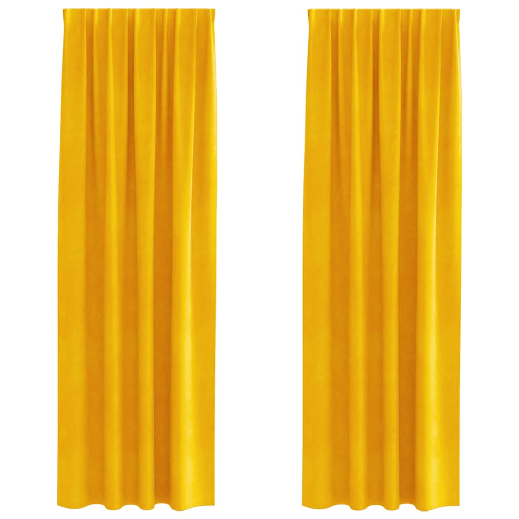 Pimennysverhot 2 pcs Sinappikeltainen 140 x 260 cm Sametti