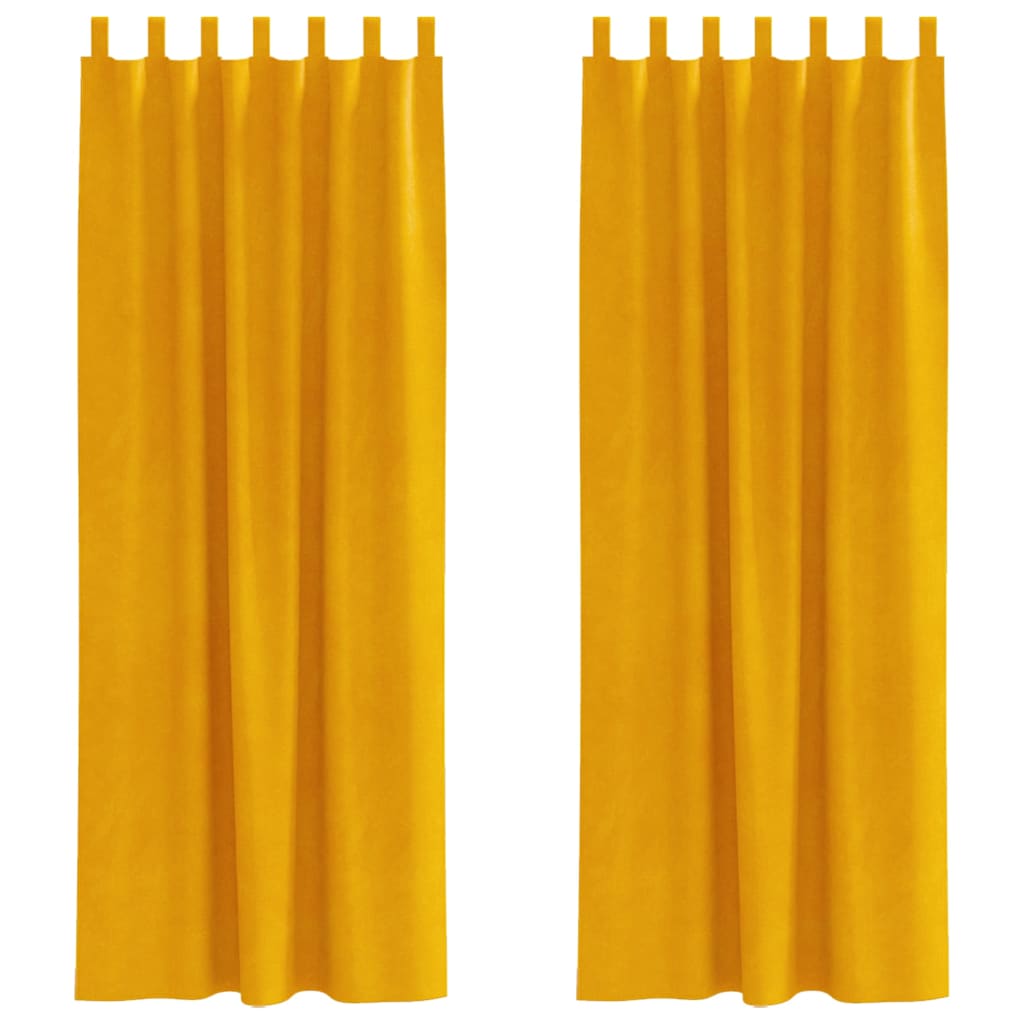 Pimennysverhot 2 pcs Sinappikeltainen 140 x 260 cm Sametti
