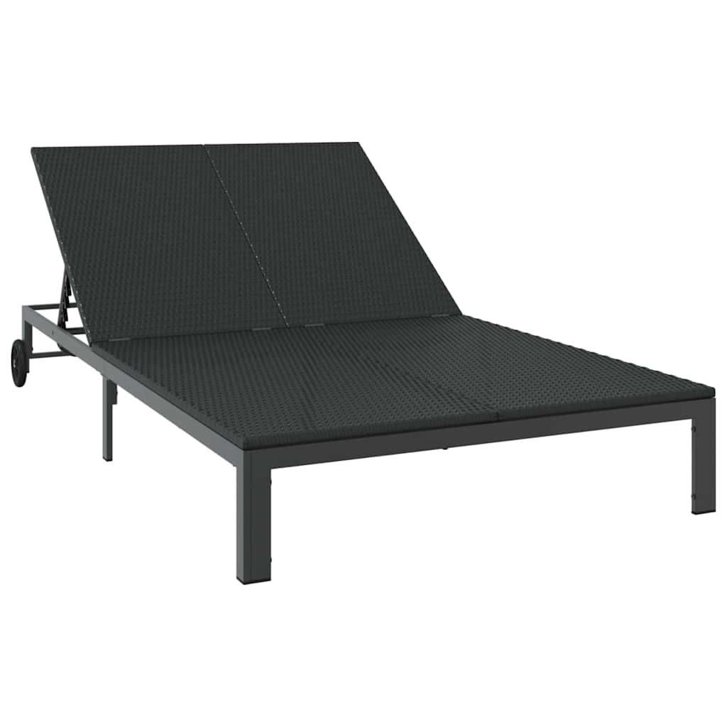 Aurinkotuoli 1-henkilö Musta 206 x 62.5 x 74 cm polyrottinki