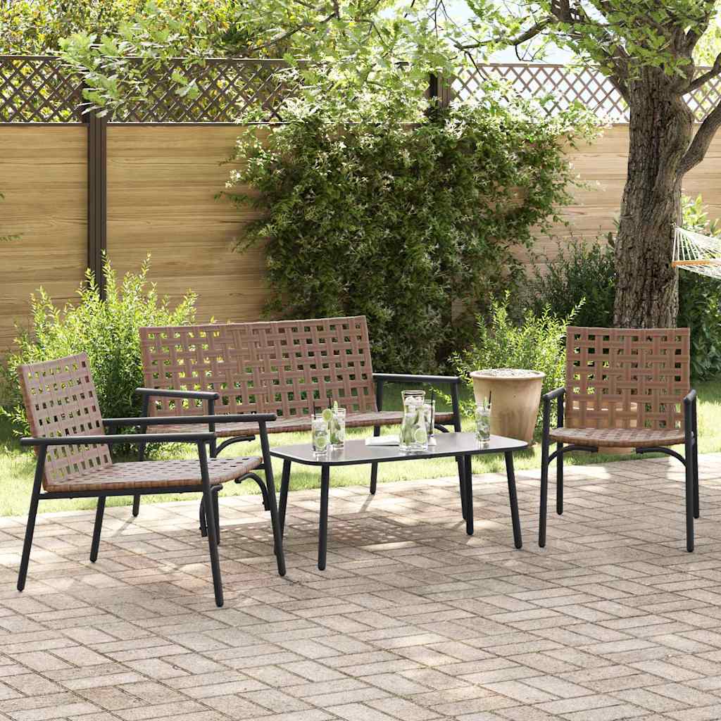 Piharuokailu setti 4 pcs Ruskea polyrottinki