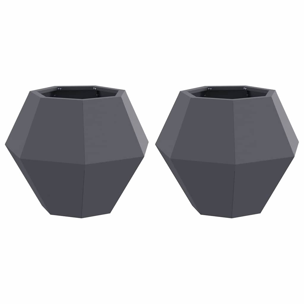 Kukkalaatikko 2 pcs Antrasiitti 50 x 50 x 40 cm Teräs