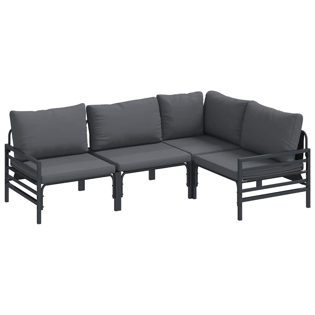 Puutarhasohva Setti tyynyllä 4 pcs Antrasiitti Teräs
