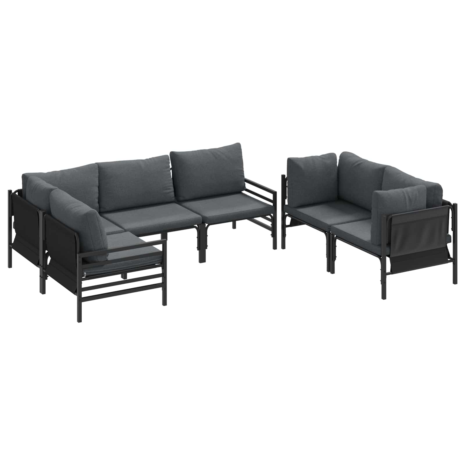 Puutarhasohva Setti tyynyllä 6 pcs Antrasiitti Teräs