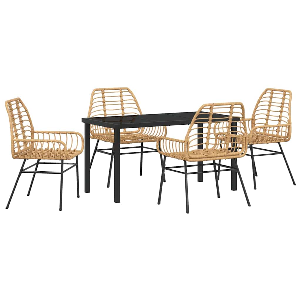 Piharuokailu setti 5 pcs Ruskea polyrottinki