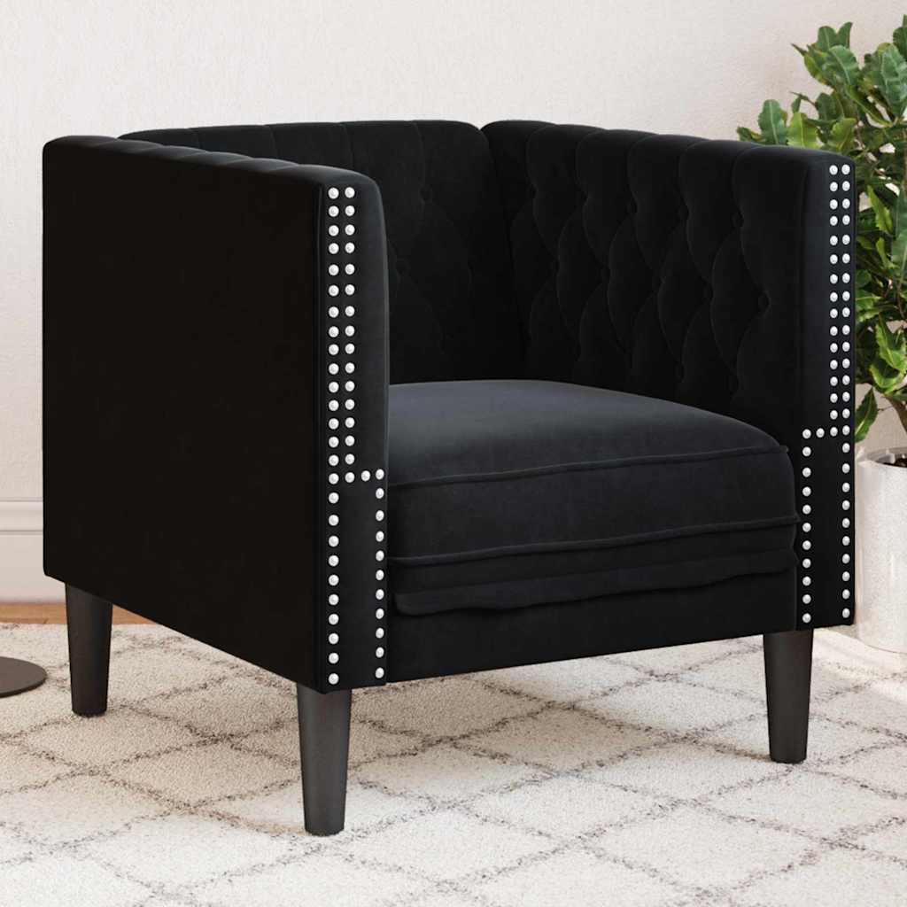 Sohva Musta 74,5 x 71 x 70,5 cm Sametti