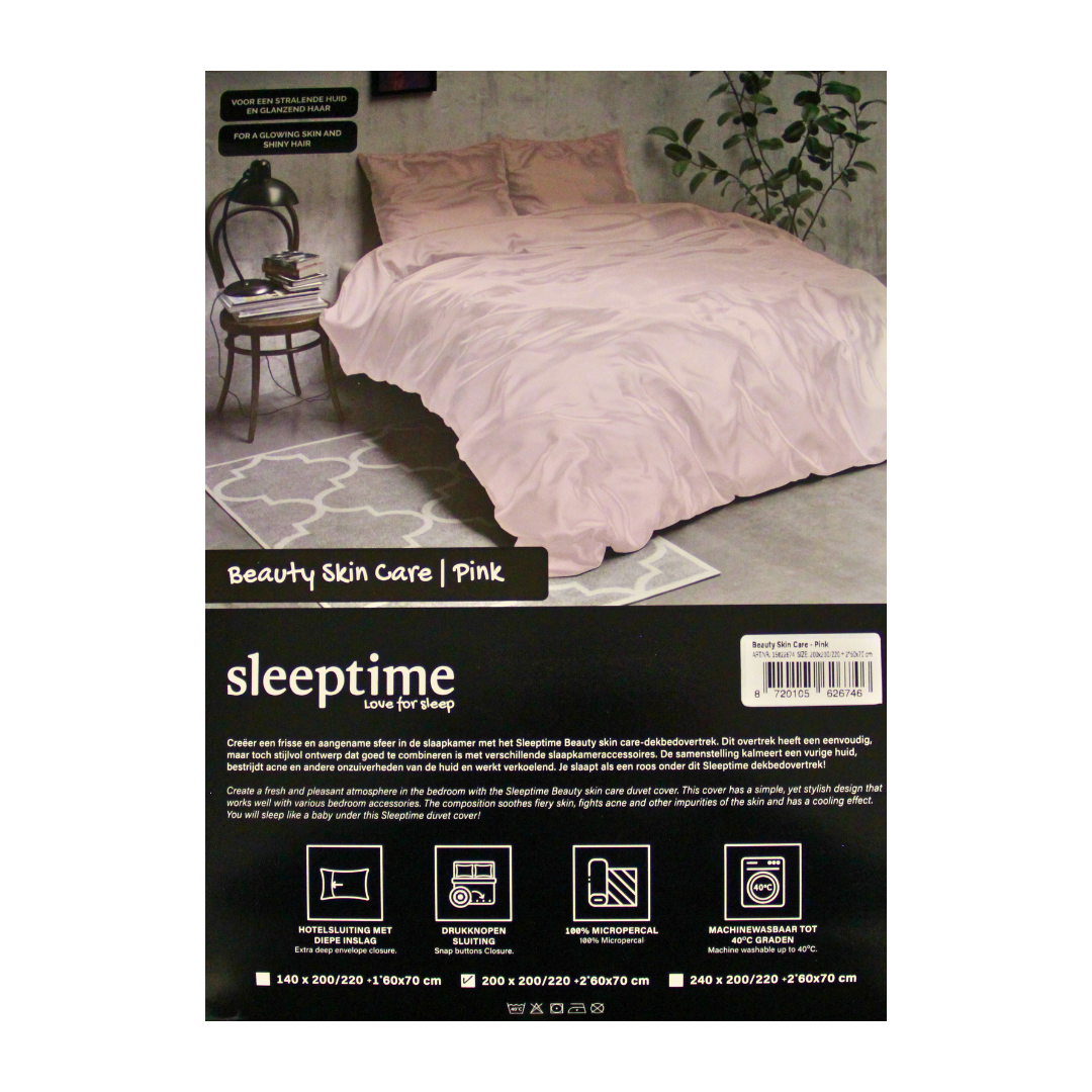 SLEEPTIME Pink Satin parivuoteen satiinipussilakanasetti 200x220 cm