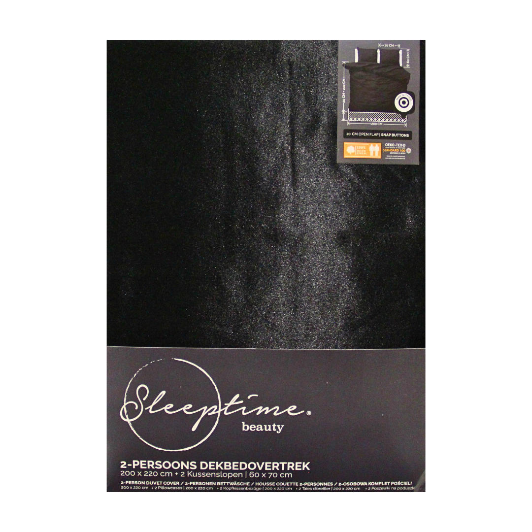 SLEEPTIME Satin Noir parivuoteen satiinipussilakanasetti 200x220 cm