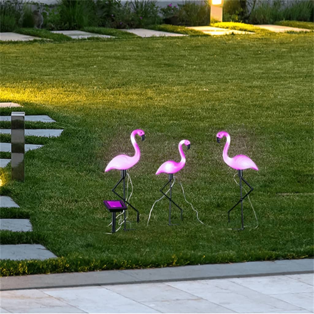 Puutarhan aurinkokenno LED valaisin Flamingo 3 kpl
