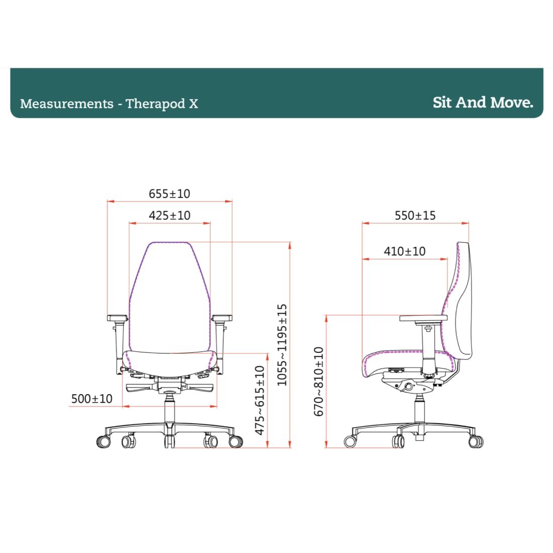 Sit And Move Therapod X Vakio Musta - Toimistotuoli Mirage-verhoilu