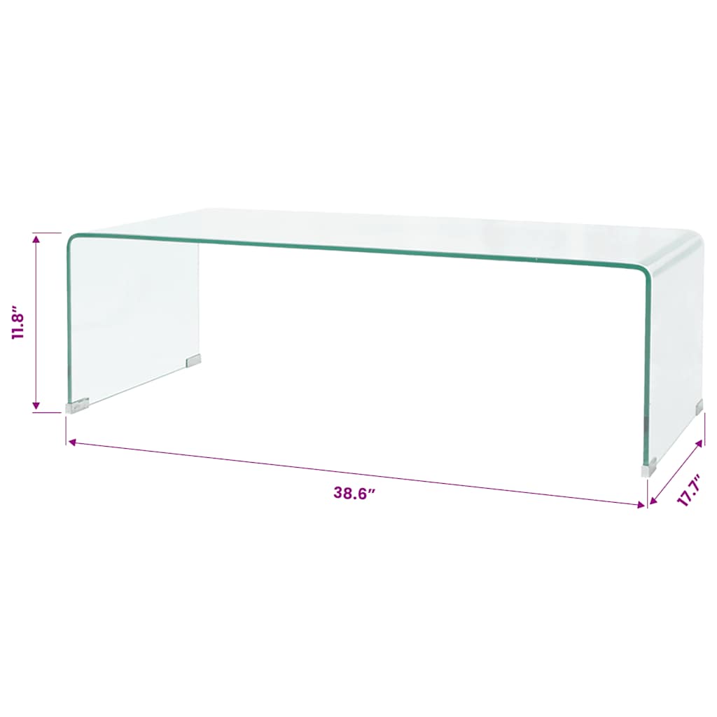 Sohvapöytä karkaistu lasi 98x45x30 cm kirkas