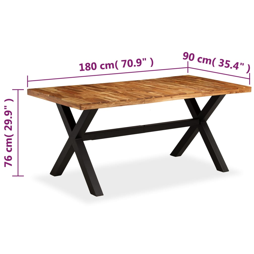 Ruokapöytä Kiinteä Akaasia- Ja Mangopuu 180X90X76 Cm Musta
