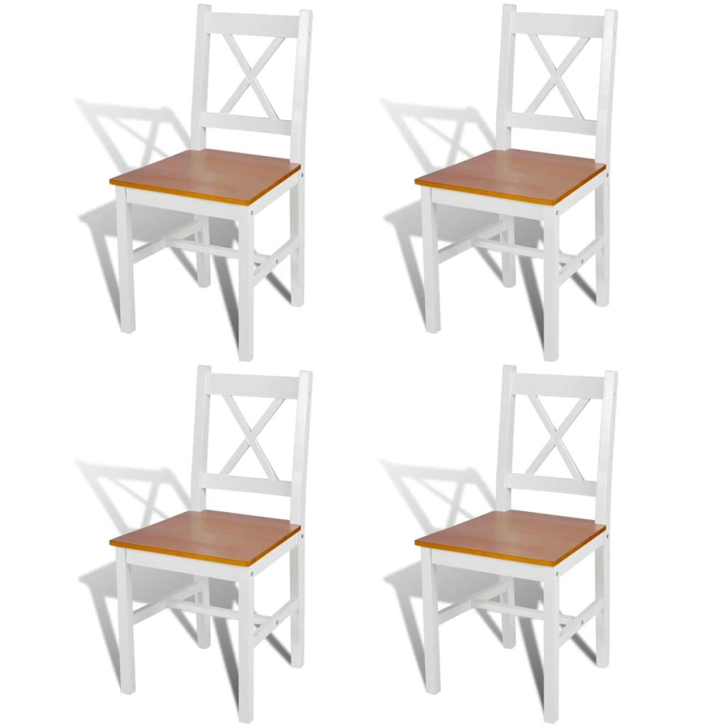 Ruokapöydän Tuolit 4 Kpl Valkoinen Mänty Valkoinen ja beige