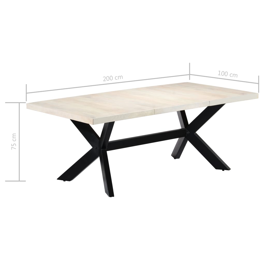 Ruokapöytä valkoinen 200x100x75 mangopuu