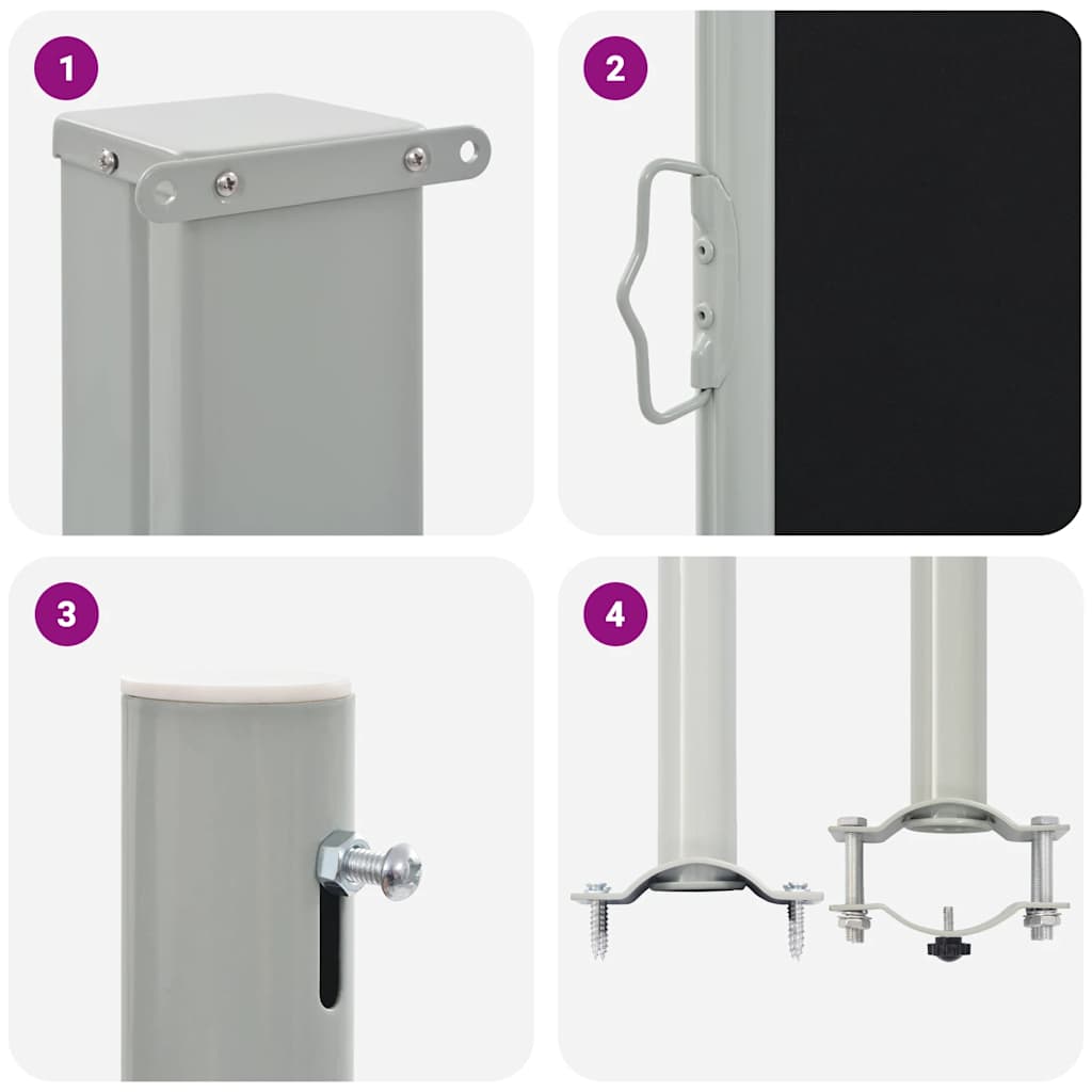 Sisäänvedettävä terassin sivumarkiisi 80x300 cm musta