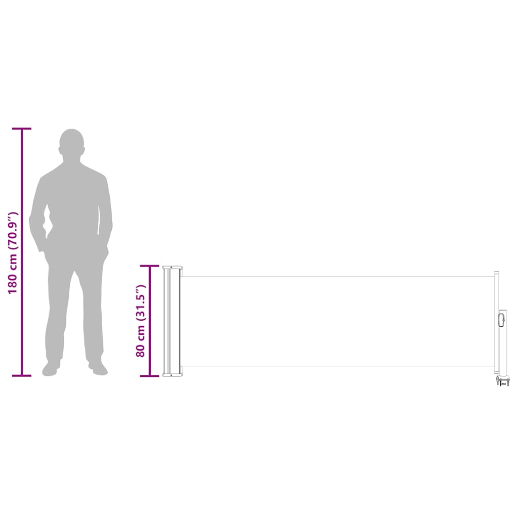 Sisäänvedettävä terassin sivumarkiisi 80x300 cm kerma