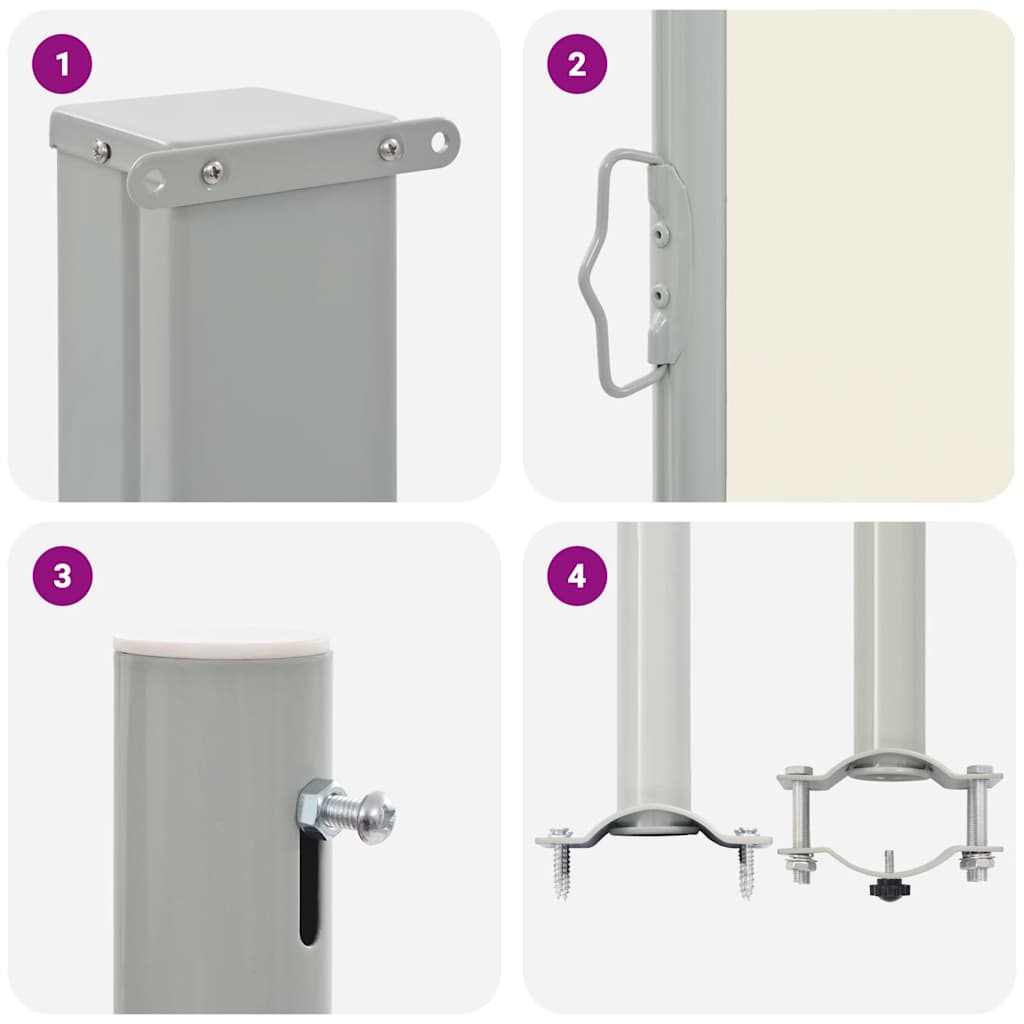 Sisäänvedettävä terassin sivumarkiisi 80x300 cm kerma