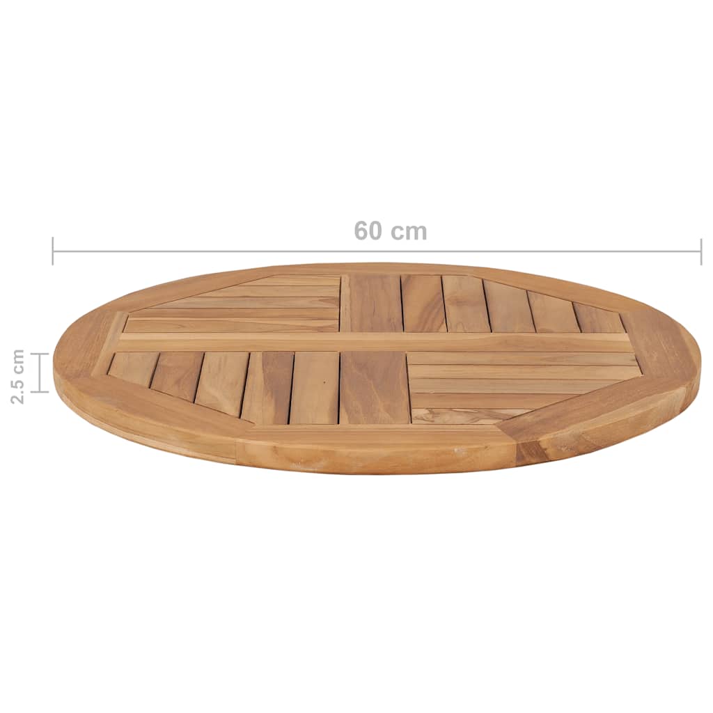 Pöytälevy täysi tiikki pyöreä 2,5 cm 60 cm