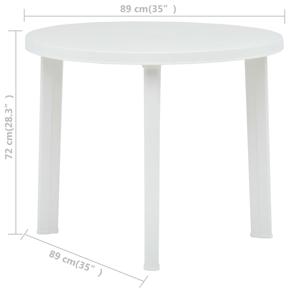 Puutarhapöytä valkoinen 89 cm muovi