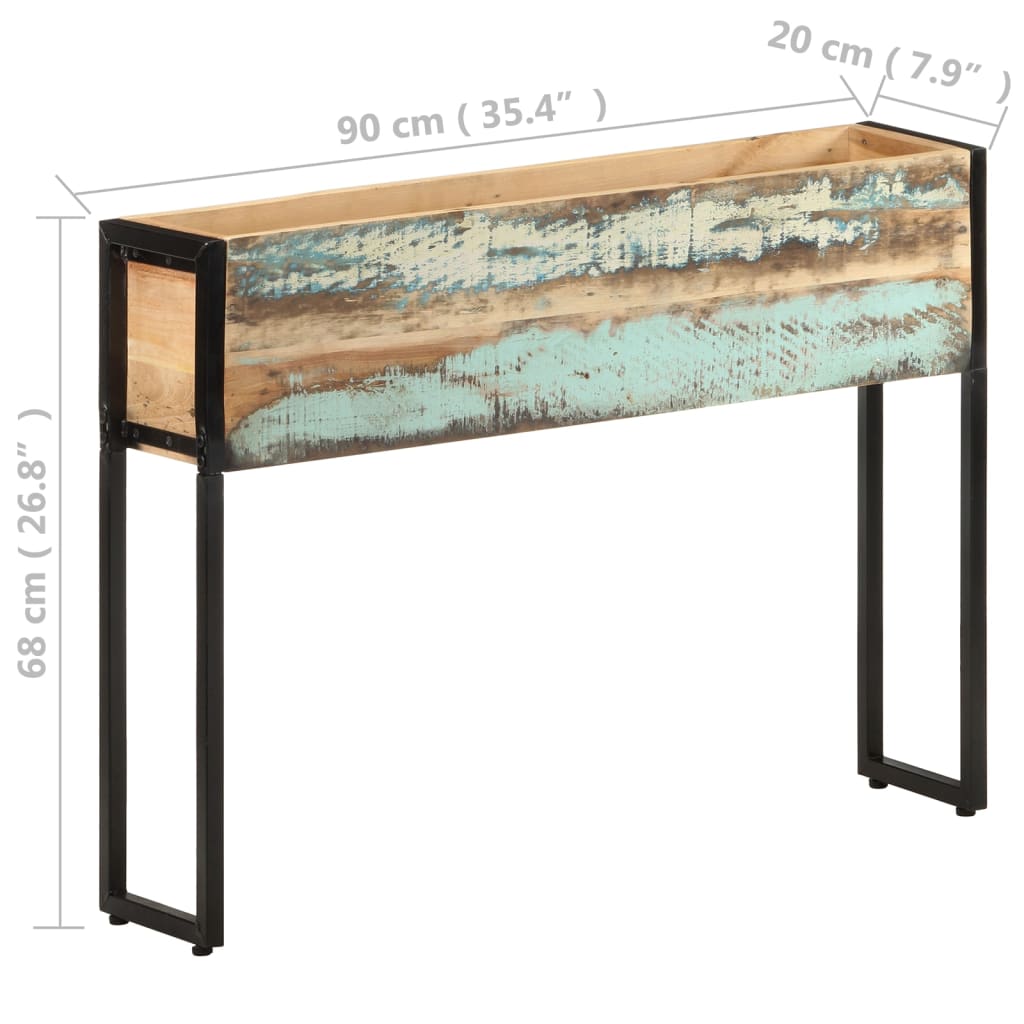 Kukkalaatikko 90x20x68 cm kierrätetty täyspuu