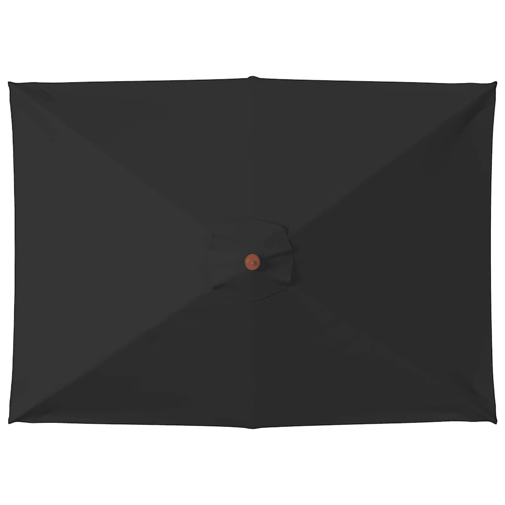 Puutarha-aurinkovarjo puutolpalla musta 150x200 cm