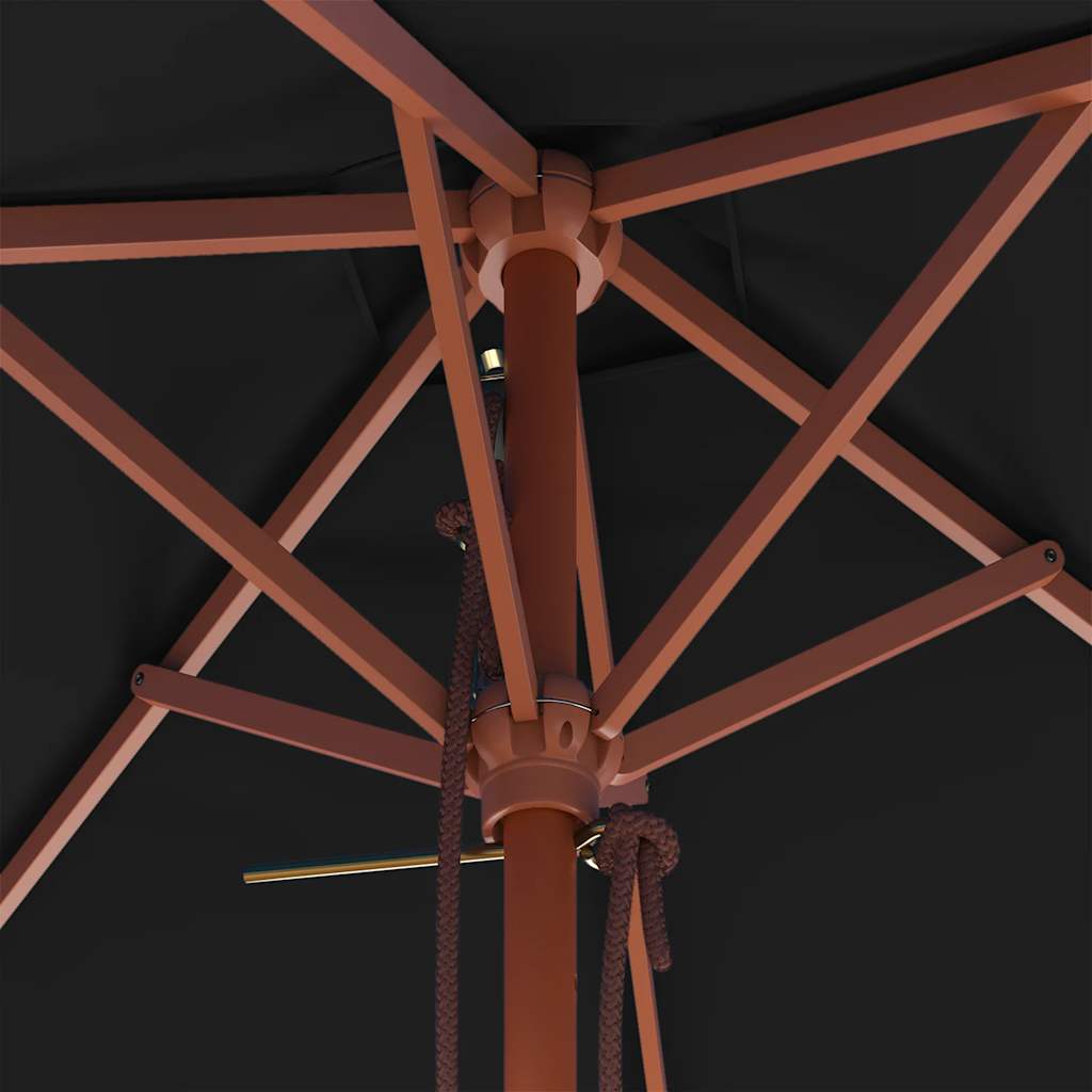 Puutarha-aurinkovarjo puutolpalla musta 150x200 cm