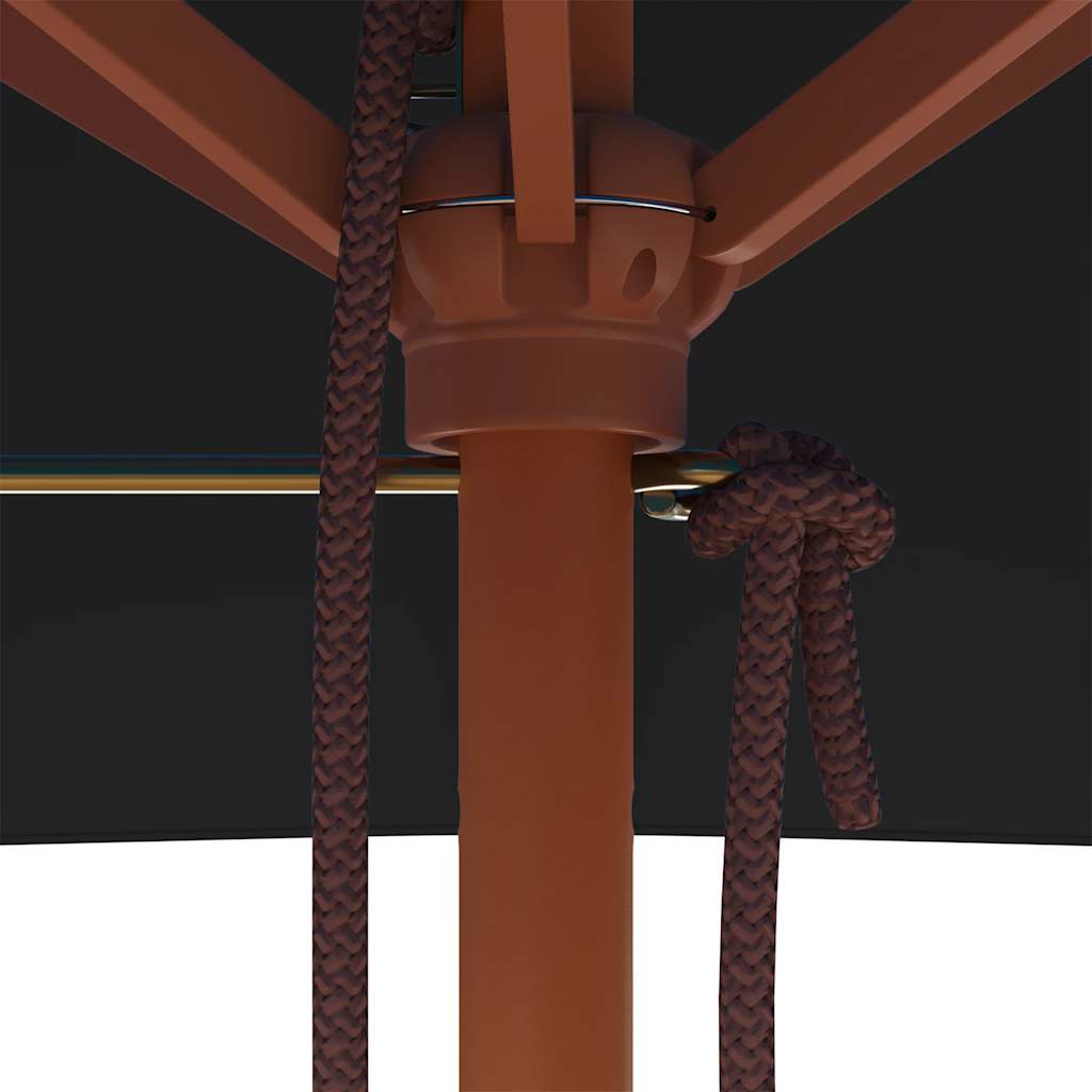 Puutarha-aurinkovarjo puutolpalla musta 150x200 cm