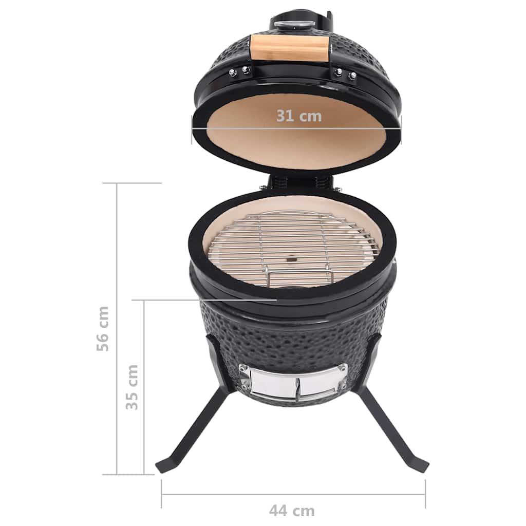 Kamado 2-in-1 grilli/savustin keramiikka 56 cm musta
