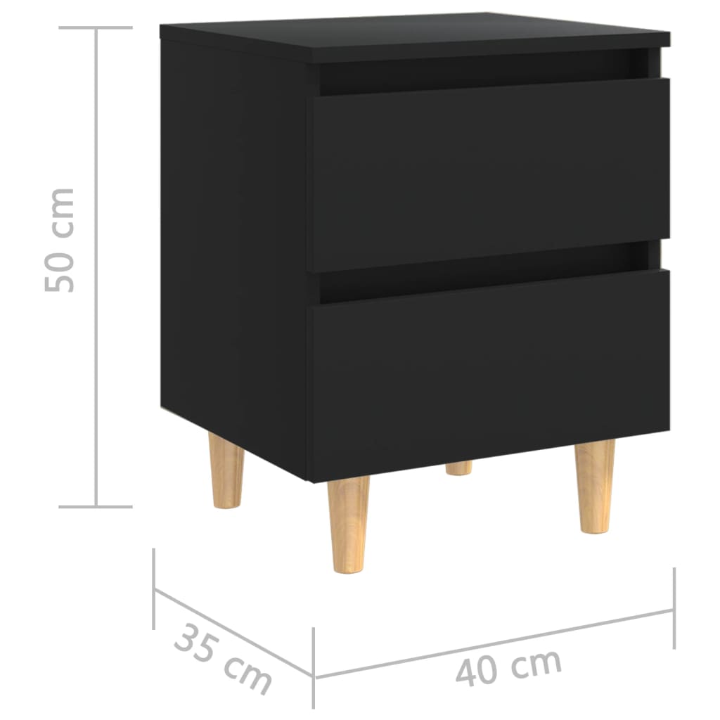 Yöpöytä Täysmäntyiset Jalat Musta 40X35X50Cm 1