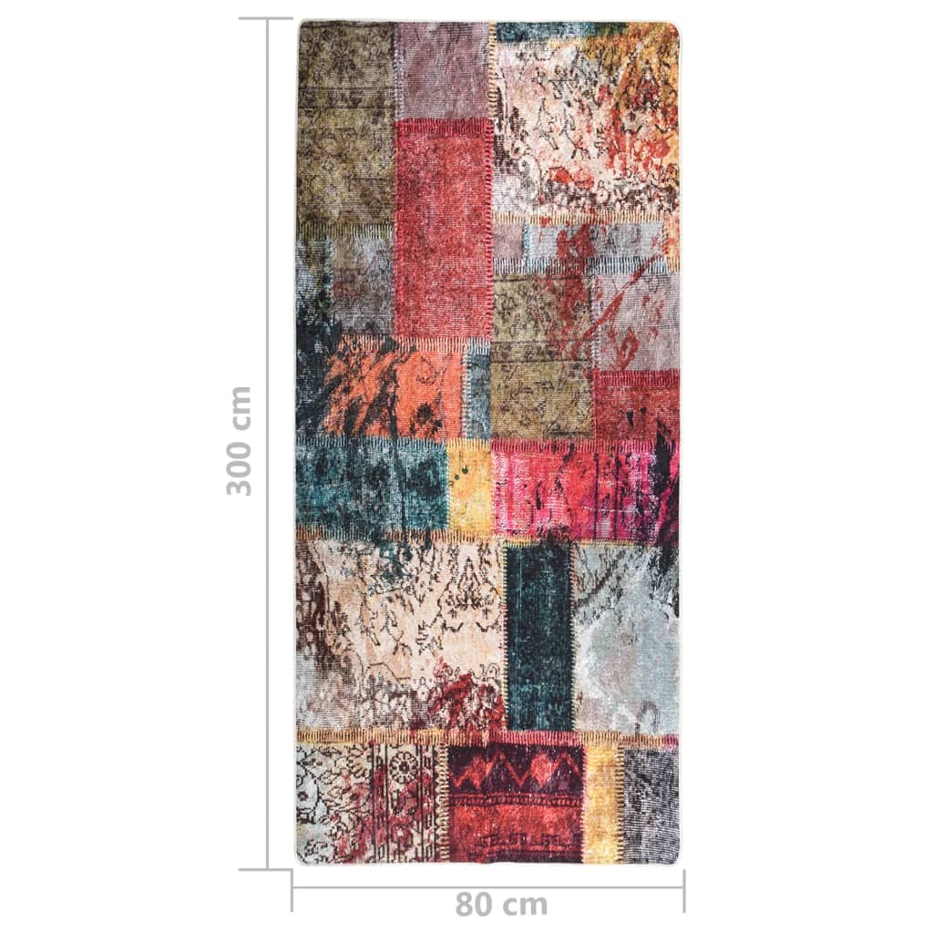 Matto Pestävä Tilkkutäkki 80X300 Cm Monivärinen Liukumaton 80 x 300 cm tilkkukangas