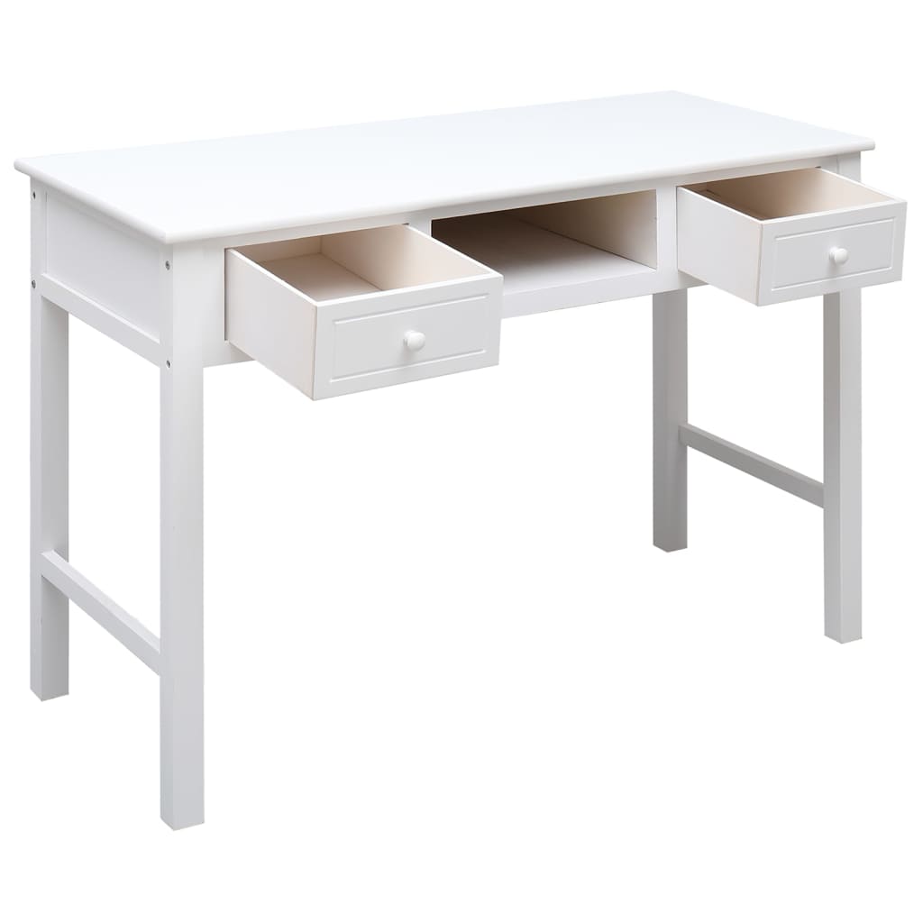 Työpöytä Valkoinen 108X45X76 Cm Täysi Keisaripuu