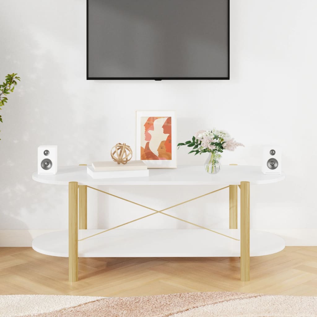 Sohvapöytä valkoinen 110x48x40 cm tekninen puu