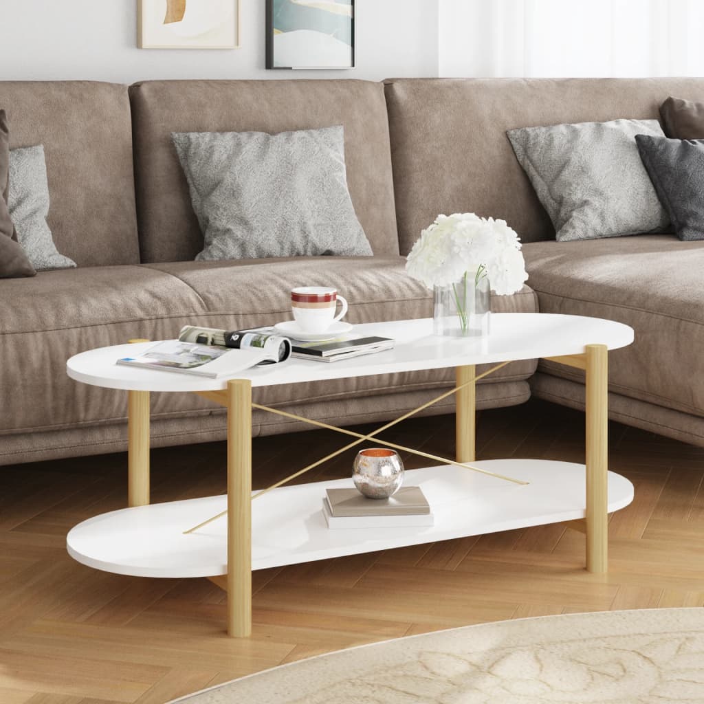 Sohvapöytä valkoinen 110x48x40 cm tekninen puu