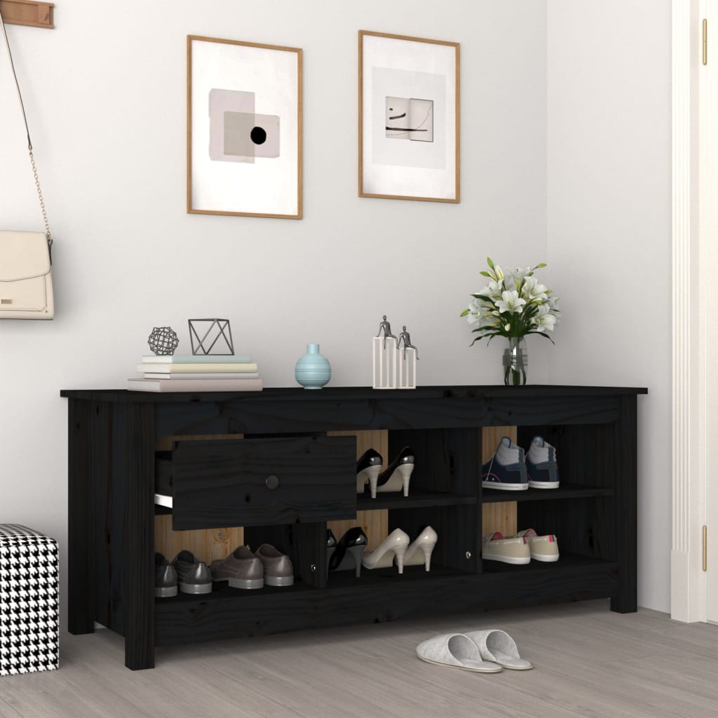 Kenkäkaappi Musta 110X38X45,5 Cm Täysi Mänty