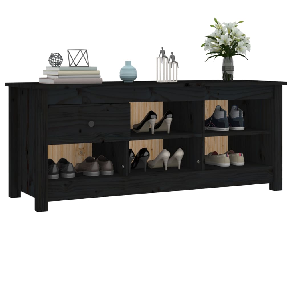 Kenkäkaappi Musta 110X38X45,5 Cm Täysi Mänty