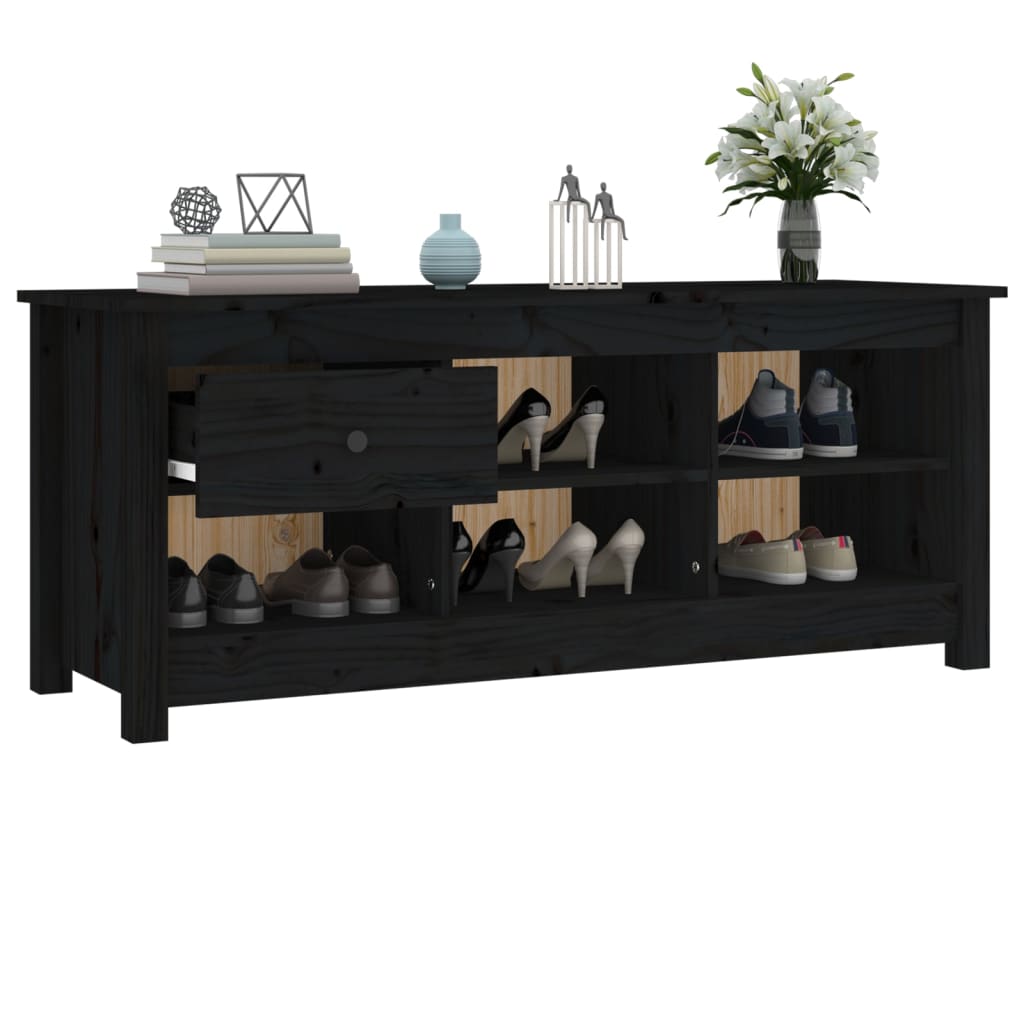 Kenkäkaappi Musta 110X38X45,5 Cm Täysi Mänty