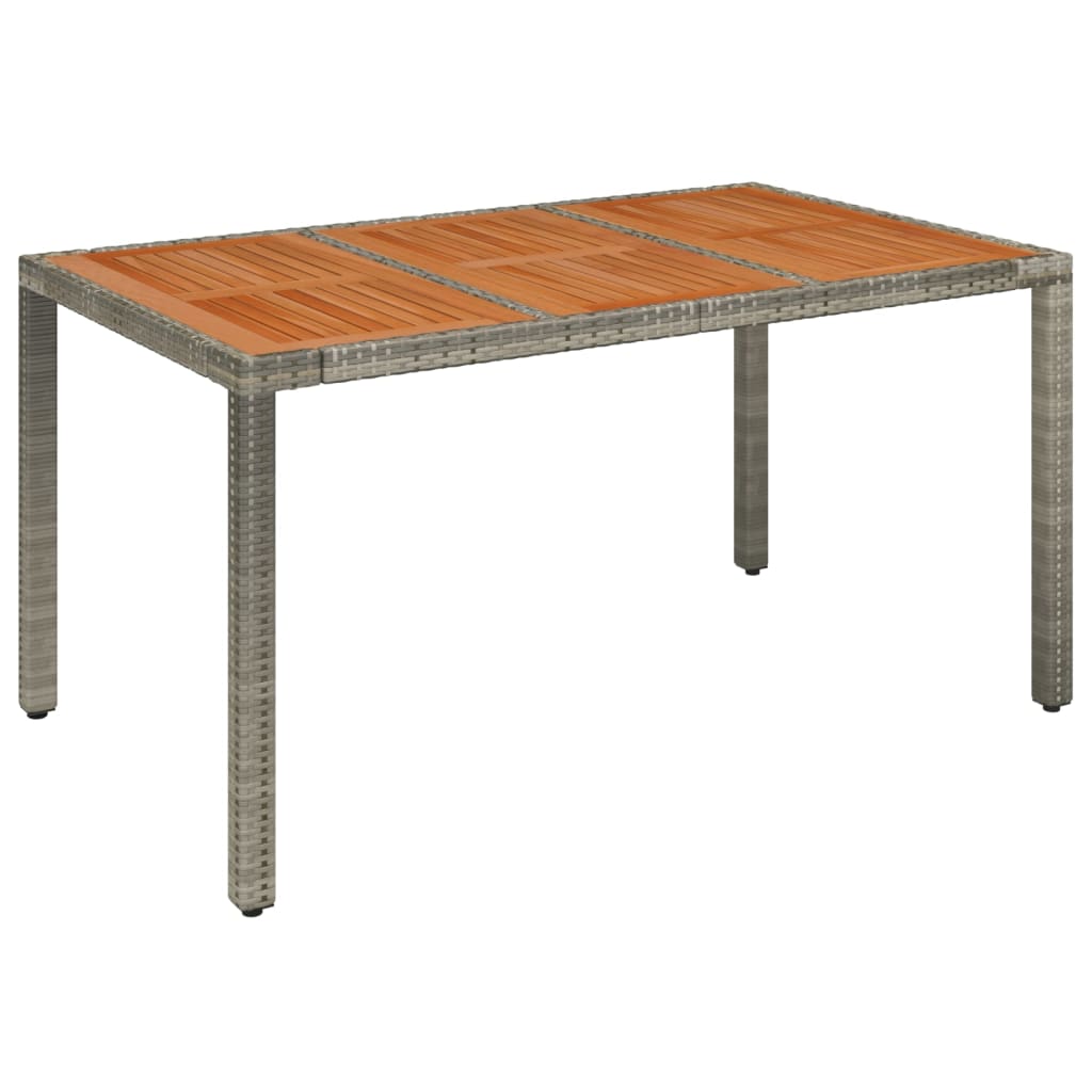 Puutarhapöytä puinen pöytälevy harmaa 150x90x75 cm polyrottinki